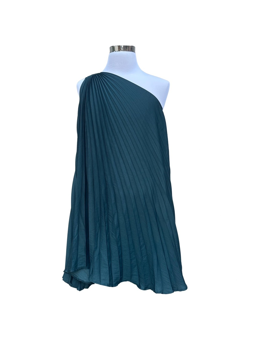 Banana Republic Teal One-Shoulder Pleated Dress